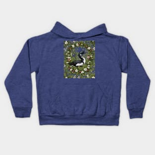 Common Loon Surrounded By Lady's Slipper Flowers Kids Hoodie
